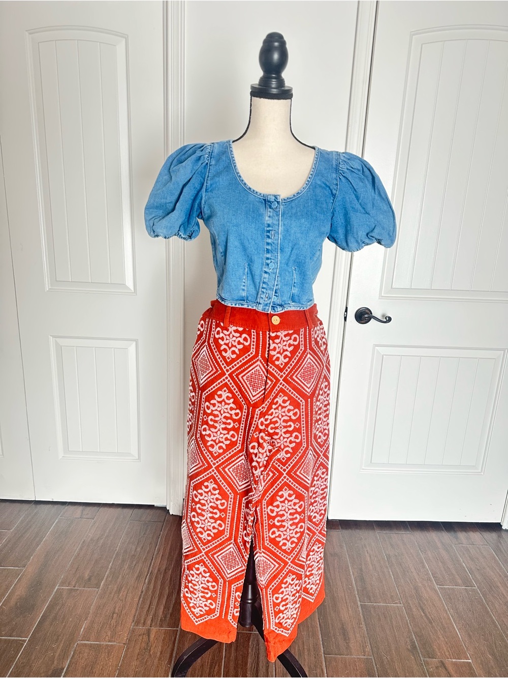 Topshop Blue Denim Crop Top